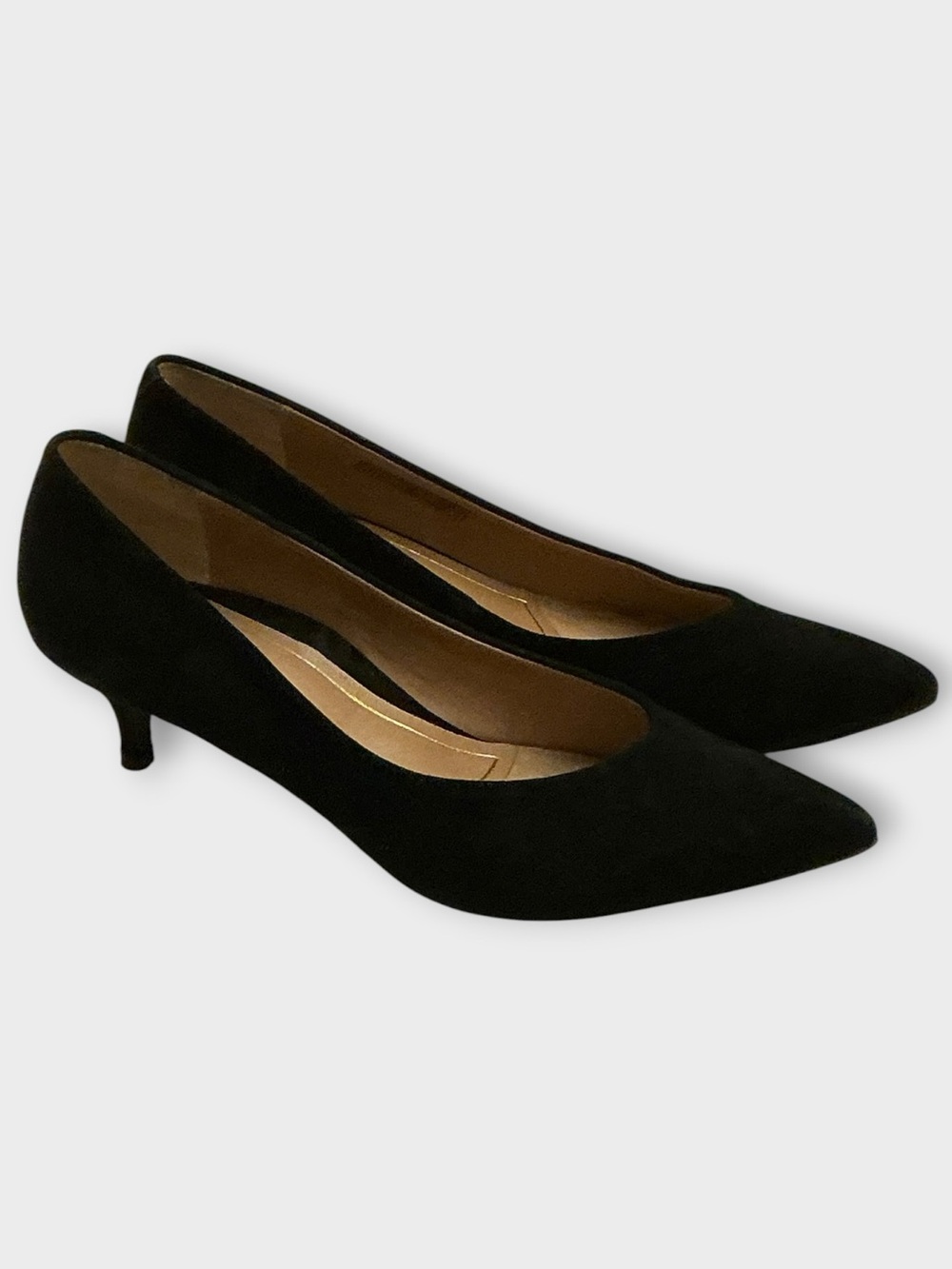 Vionic Josie Black Suede Leather Kitten Heel Pumps Size 9.5